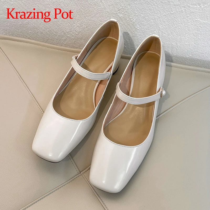 

Krazing Pot big size Mary janes split leather square toe med heel concise style classic color beauty lady dating women pumps L15