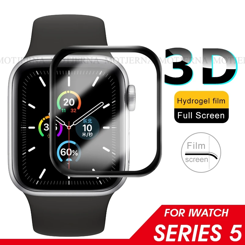 3D закаленное стекло для Apple Watch Series 5 Полное покрытие Защитная пленка iwatch 44 мм 40