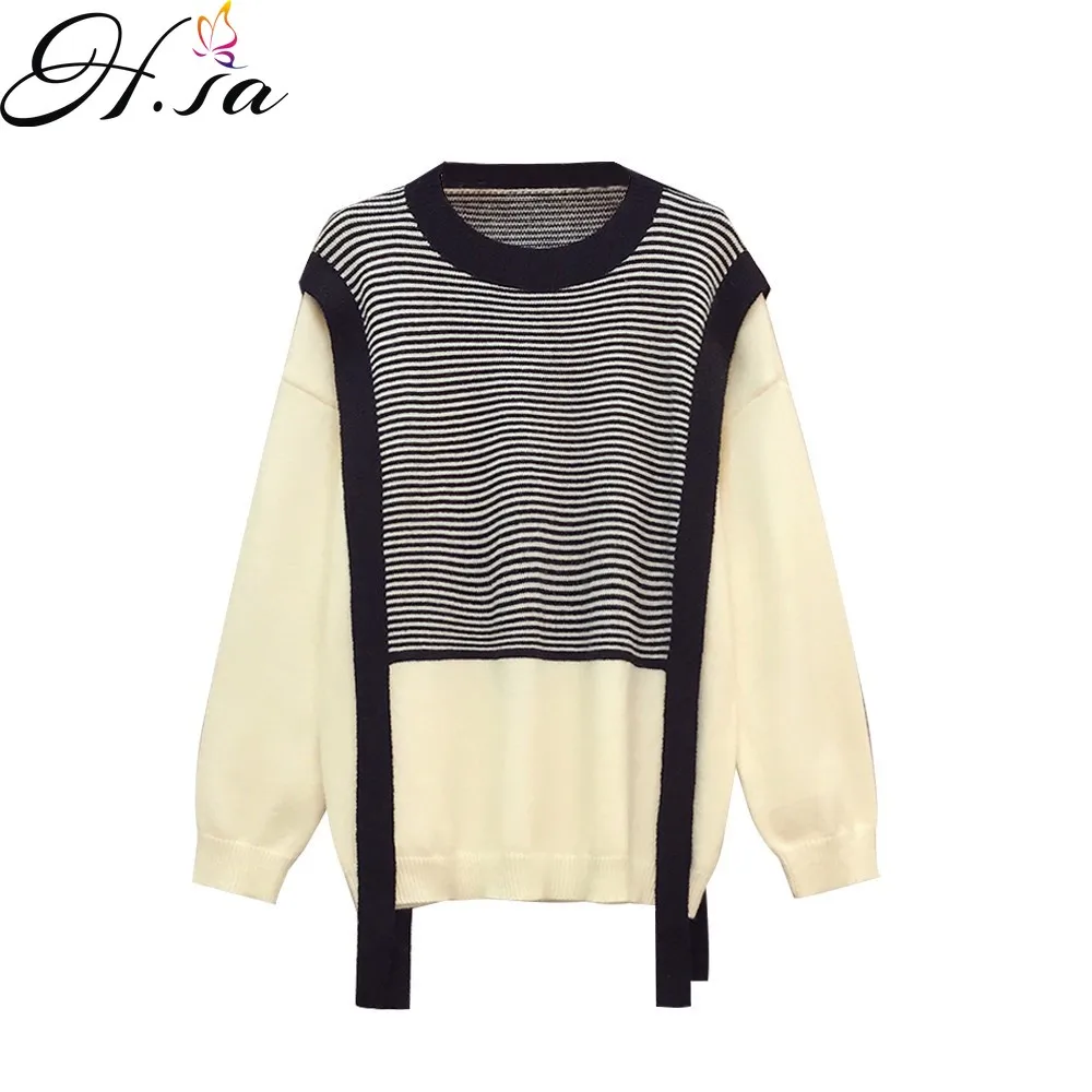 

Женский свитер в полоску из двух предметов Hsa, осенняя Свободная верхняя одежда в Корейском стиле 2021, свитер с кисточками, джемперы, свободны...