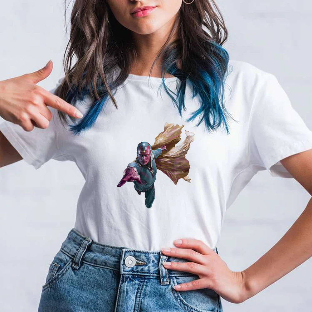 

Marvel's The Avengers Vision Printed T-shirt Women High Quality Hipster Disney Clothes Tumblr Mujer Streetwear Short Sleeve Cool