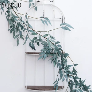 YO CHO искусственные растения лоза зеленые листья эвкалипта, длинные Висячие Настенные растения, лоза, лес, стиль, свадьба, домашвечерние НКА, Декор