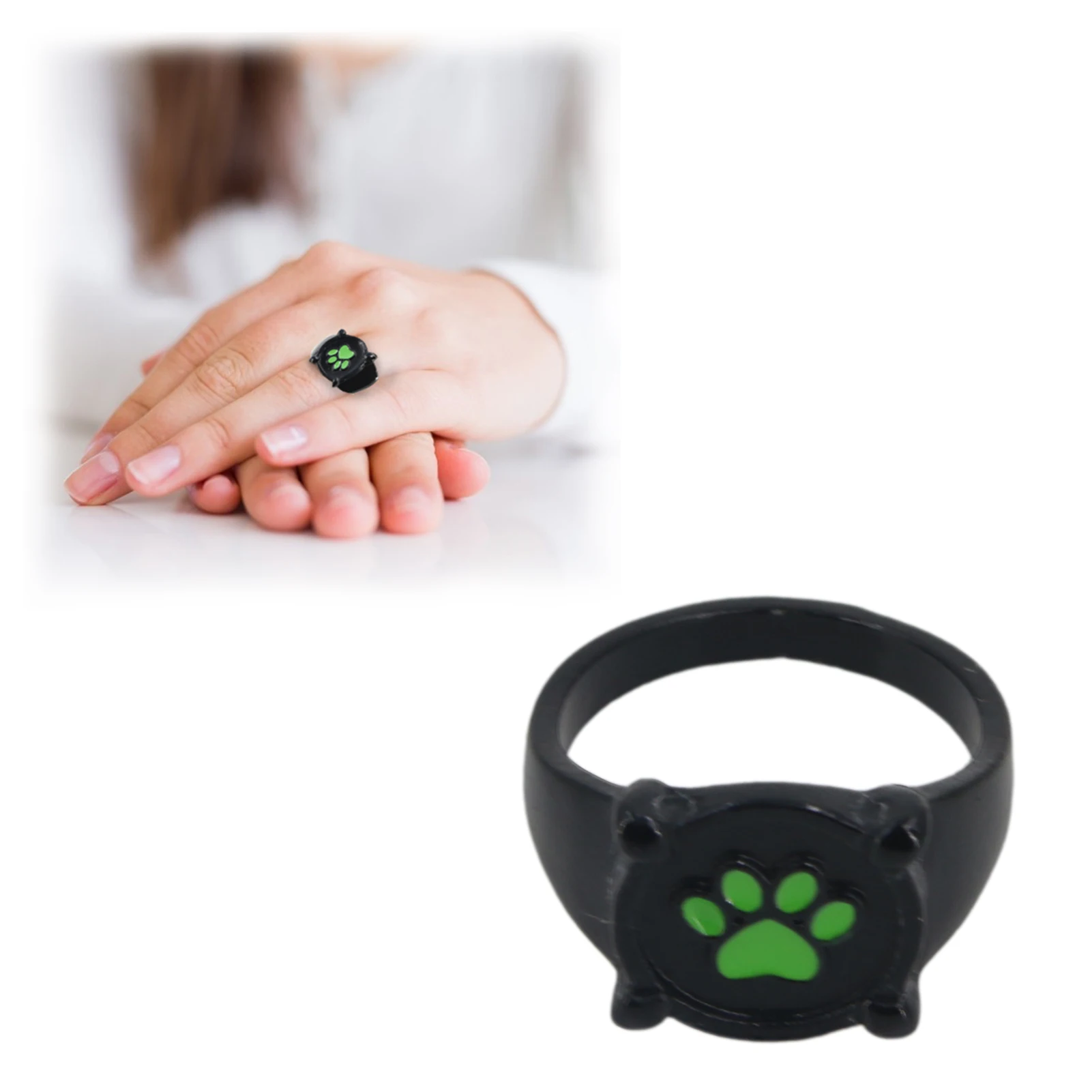 

Green cat paw ring Kids Teens Adults Anime Cosplay Ring alloy Jewelry party prom decoration Accessories cute cat paw Ring
