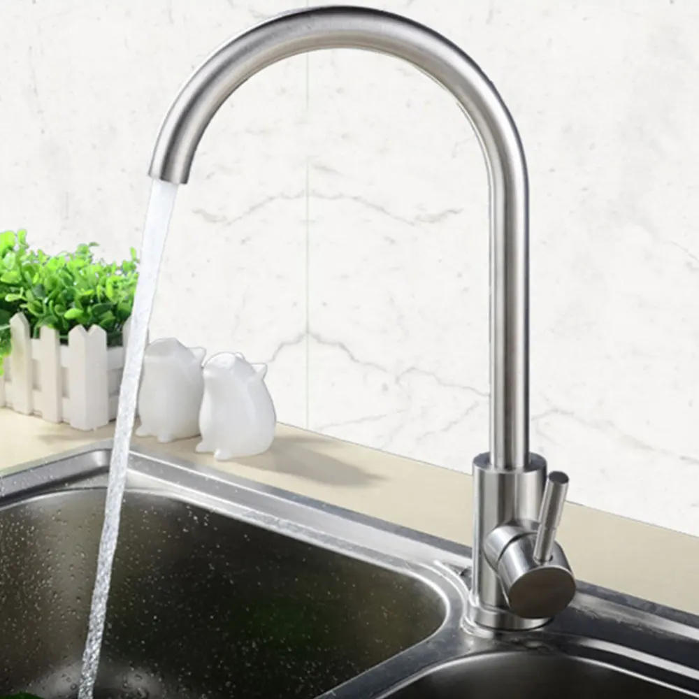 

Hone Practical Faucet Single Hole Cold and Hot Water Faucet Stainless Steel Washing Faucet with 2pcs 60cm Tubes for Kitchen (120