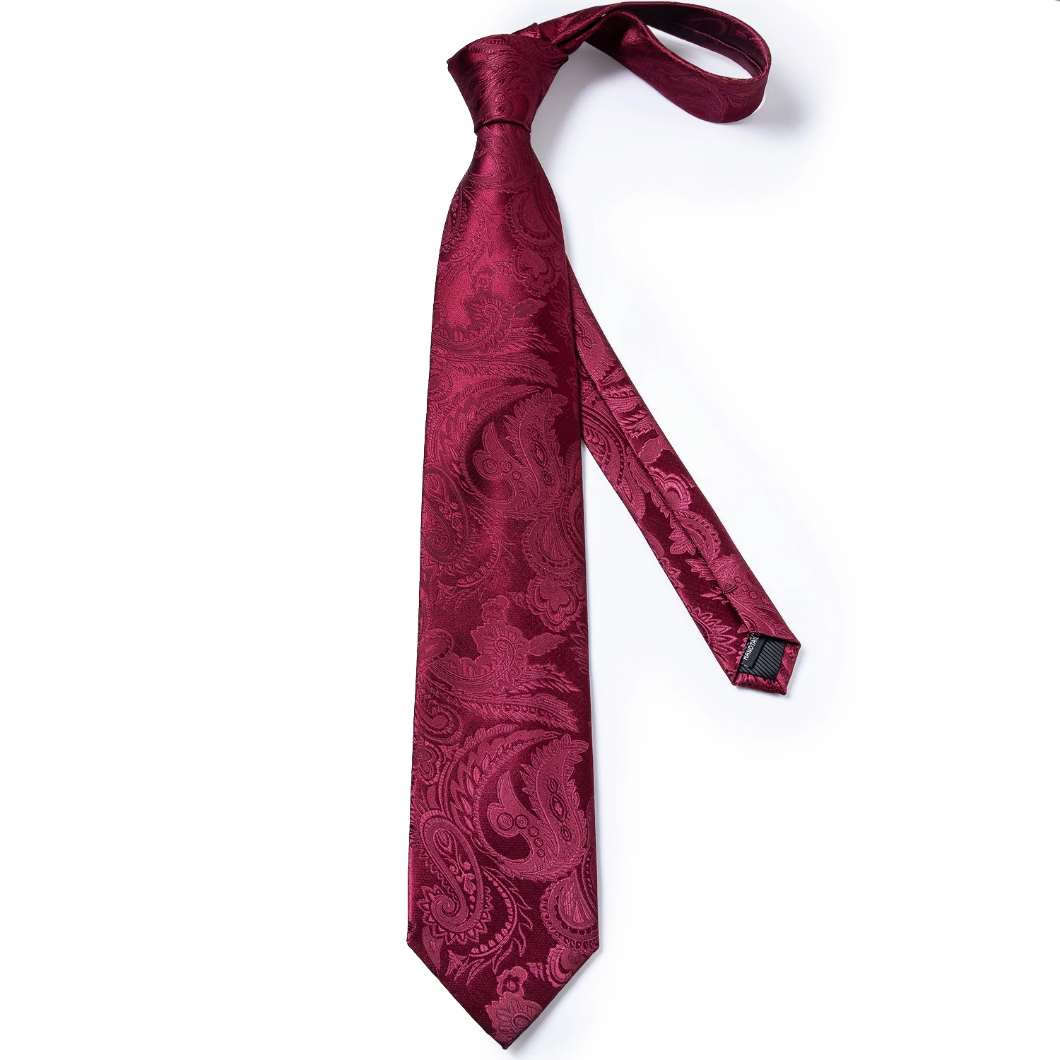 Мужской галстук 9 стилей красное вино Пейсли Шелковый Weding для мужчин Hanky запонки