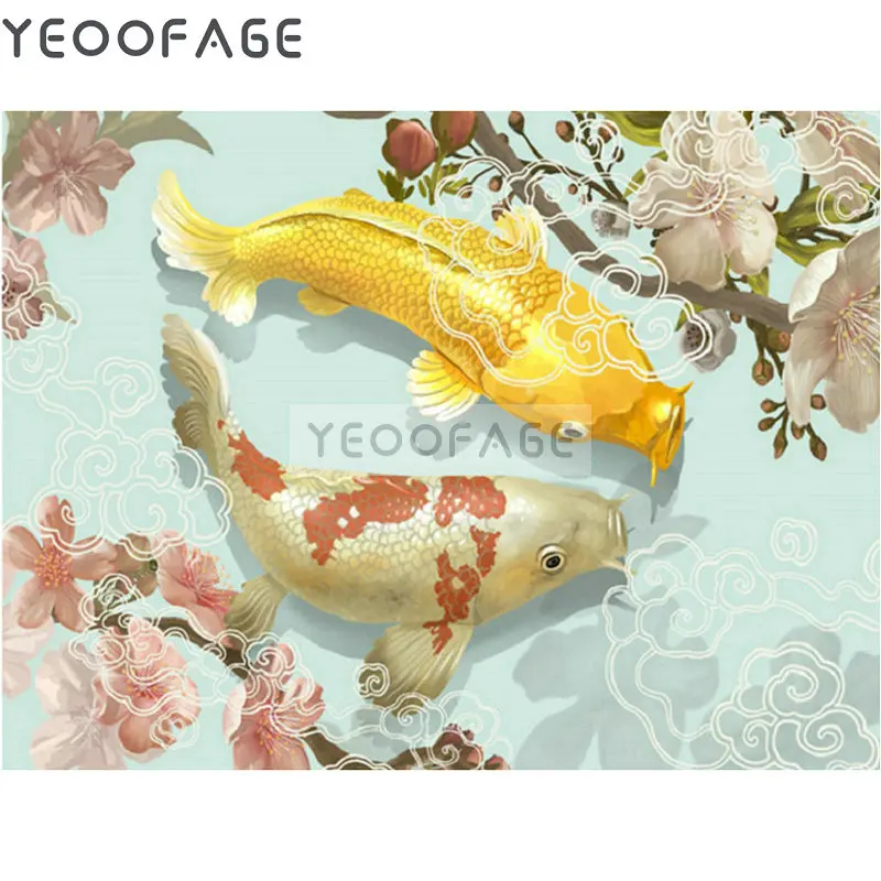 Алмазная 5D картина сделай сам вышивка крестиком с золотой рыбой полная выкладка