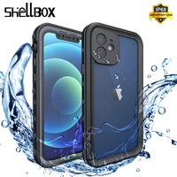shellbox waterproof case for iphone 12 11 pro max swimming shockproof cases for iphone 12 mini shockproof silicone case cover