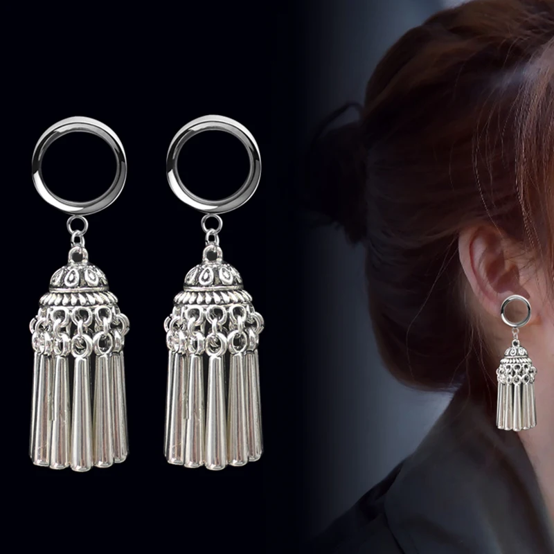 

2PCS Dangle Ear Plugs Tunnels Gauges Stretshers Bohemia Piercing Expander Screw Ear Expansions Tunnel Plug Reamer Body Jewelry