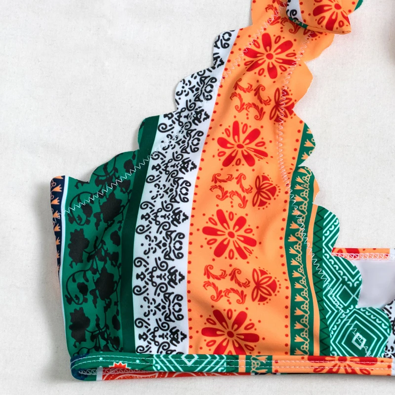 

Sexy Vintage Print Halter Swimsuit Women Bikini Swimsuit Two Piece Swimwear Women 2021 Sets Beach Wear