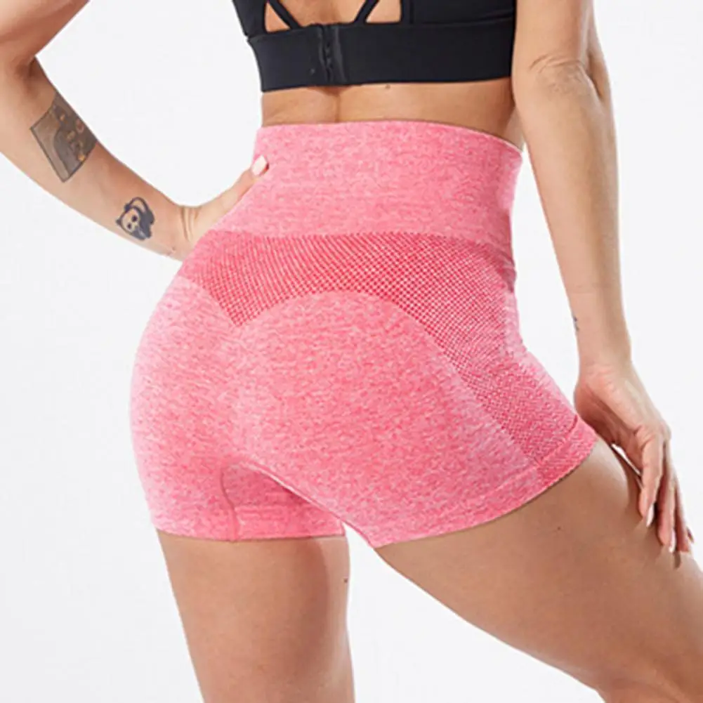 

Yoga Shorts High Waist Breathable Nylon Breathable Tummy Control Gym Athletic Shorts for Training