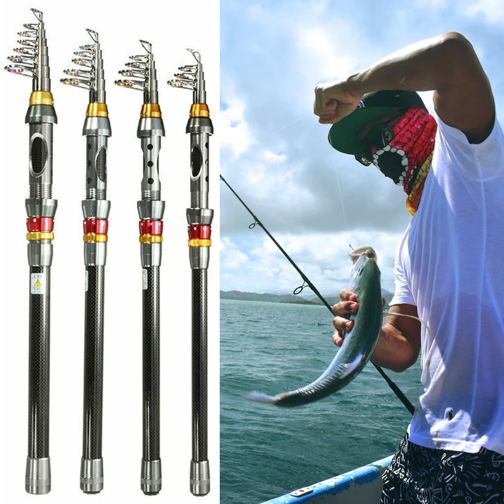 Портативная телескопическая удочка для спиннинга рыбы из углеродного волокна 1 8