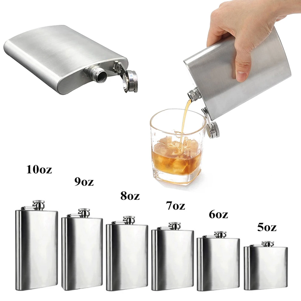 Портативная бутылка из нержавеющей стали фляжка с винтовой крышкой карманная