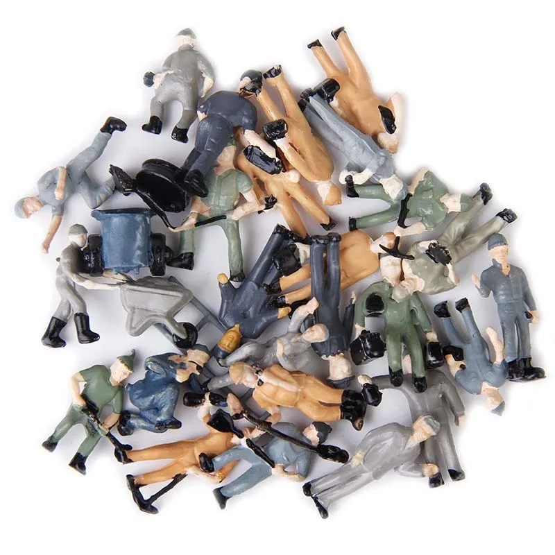 

25pcs 1:87 Figurines Painted Figures Miniatures of Railway Workers with Bucket and Ladder