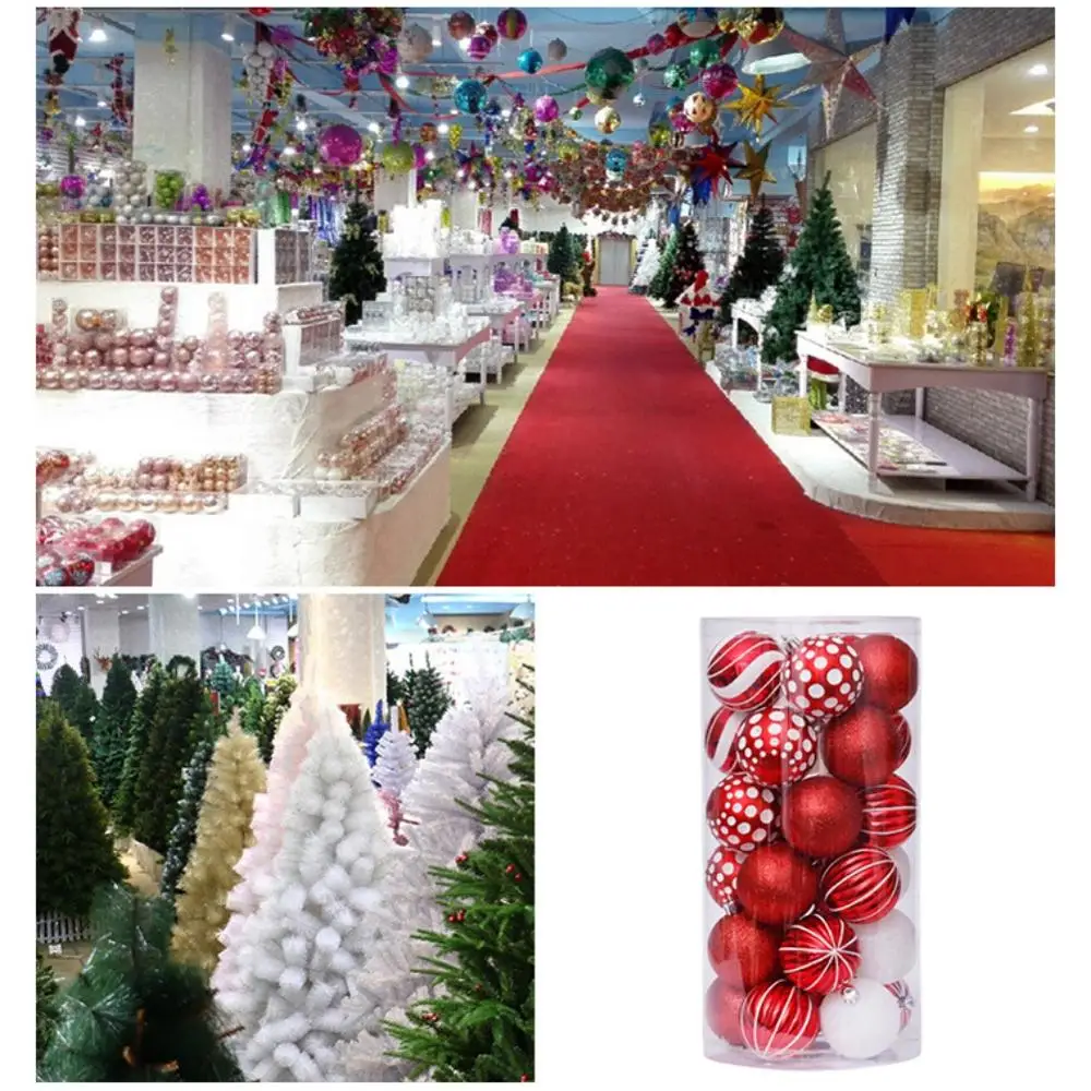 

2.37 Inches/30PCS Painted Christmas Balls Per Box Plastic Christmas Tree Baubles Ornament Set Wedding Party Home Decoration