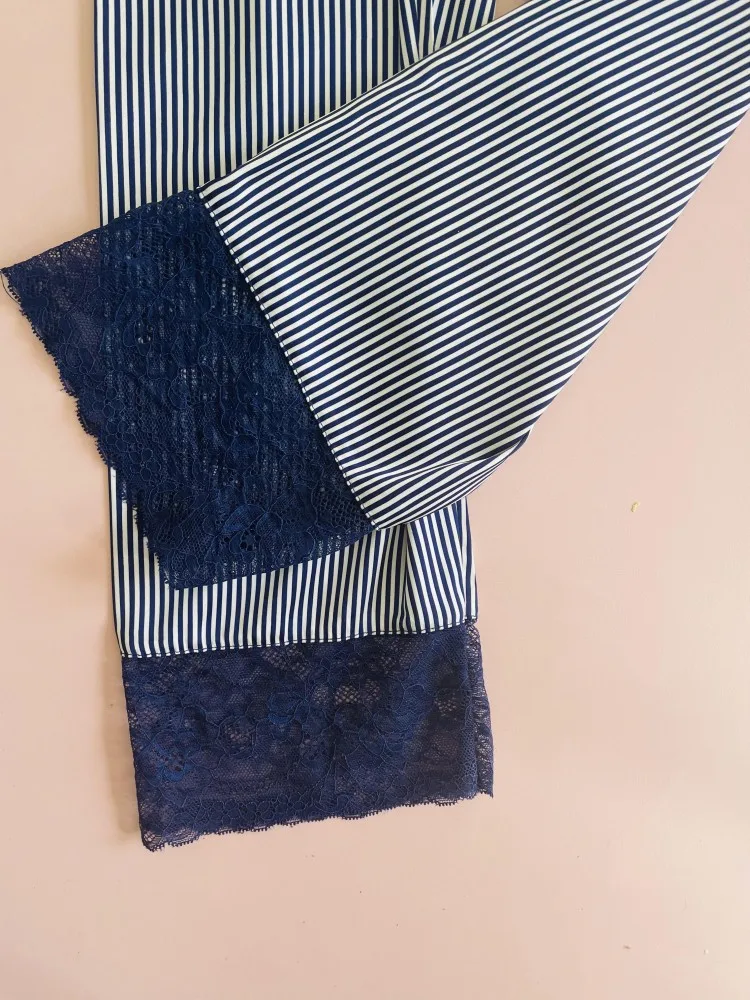 

3PCS Pajaams Suit Women Sleepwear Intimate Lingerie Sexy Stripe Satin Nightwear Spring Summer New Lace Bathrobe Gown Pyjamas