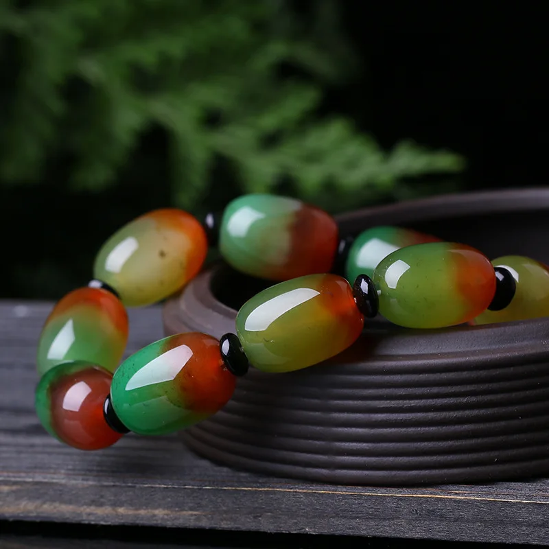 Натуральный цвет Агатовые Бусины эластичный браслет шарм жадеит ювелирные