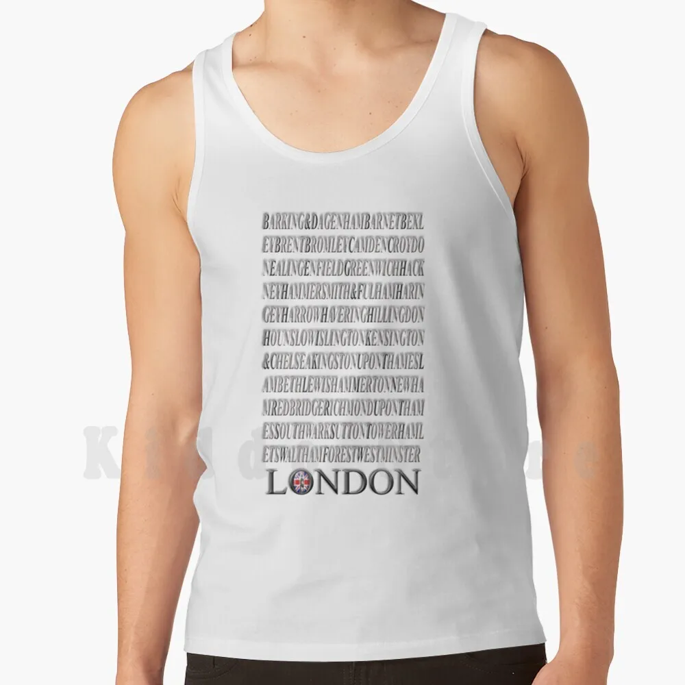 

All Of The London Boroughs Tank Tops Vest 100% Cotton London Boroughs England City Towns Camden Kensington Fulham Black