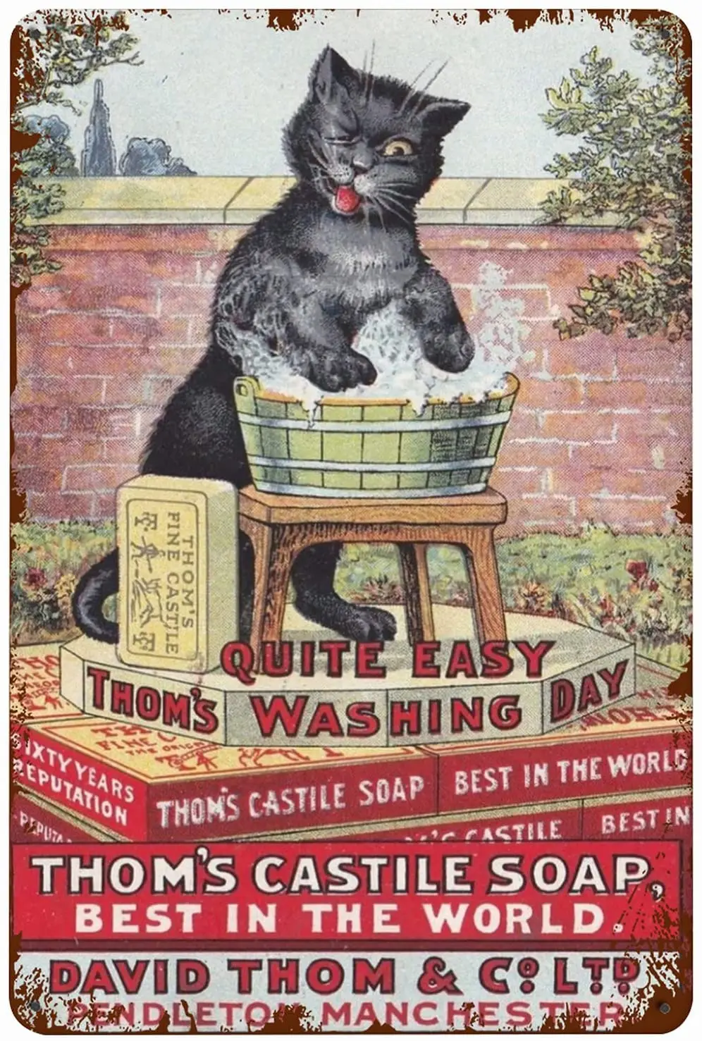 

kegill Vintage Metal Tin Signs Cat Washing Day Retro Wall Decor for Bar Cafes Pub Man Cave Club Funny Parlor Posters Plaque 8x12