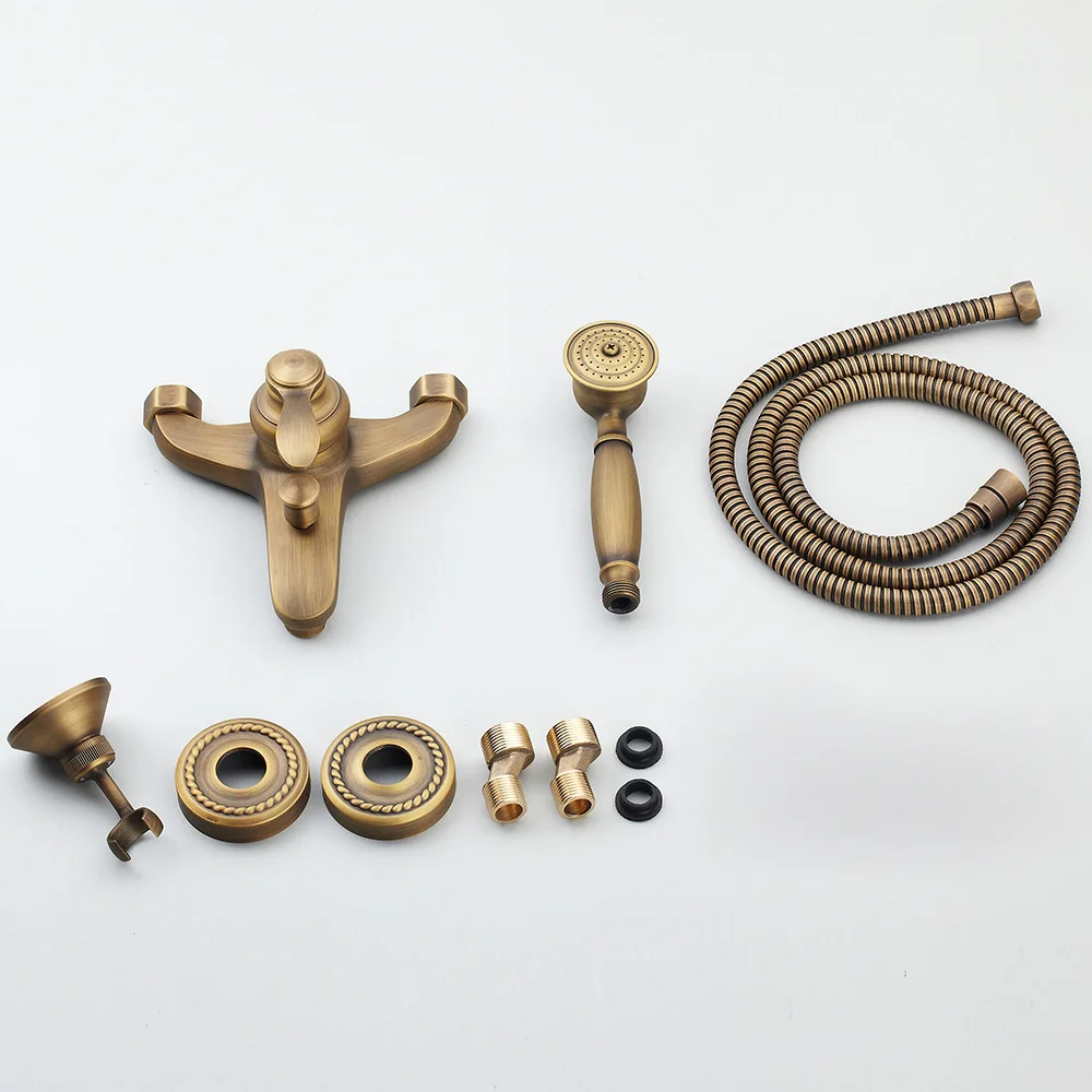 Смесители для ванны настенный античный душевой кран Набор Твердый латунный