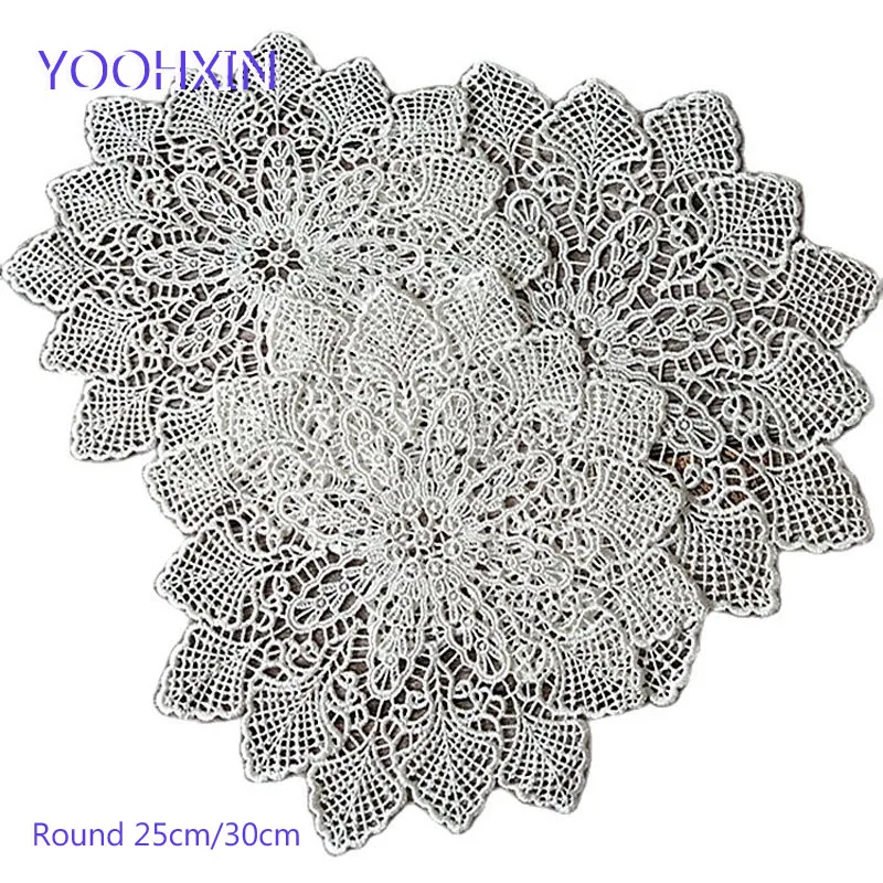 

NEW white Lace Round Embroidery table place mat Christmas pad Cloth placemat cup mug dining tea coaster wedding doily kitchen