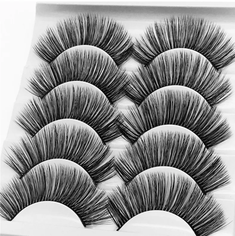 

5 pairs of 3D mink thick false eyelashes dramatic false eyelashes multi-layer eyelash extension silk handmade eyelashes G809