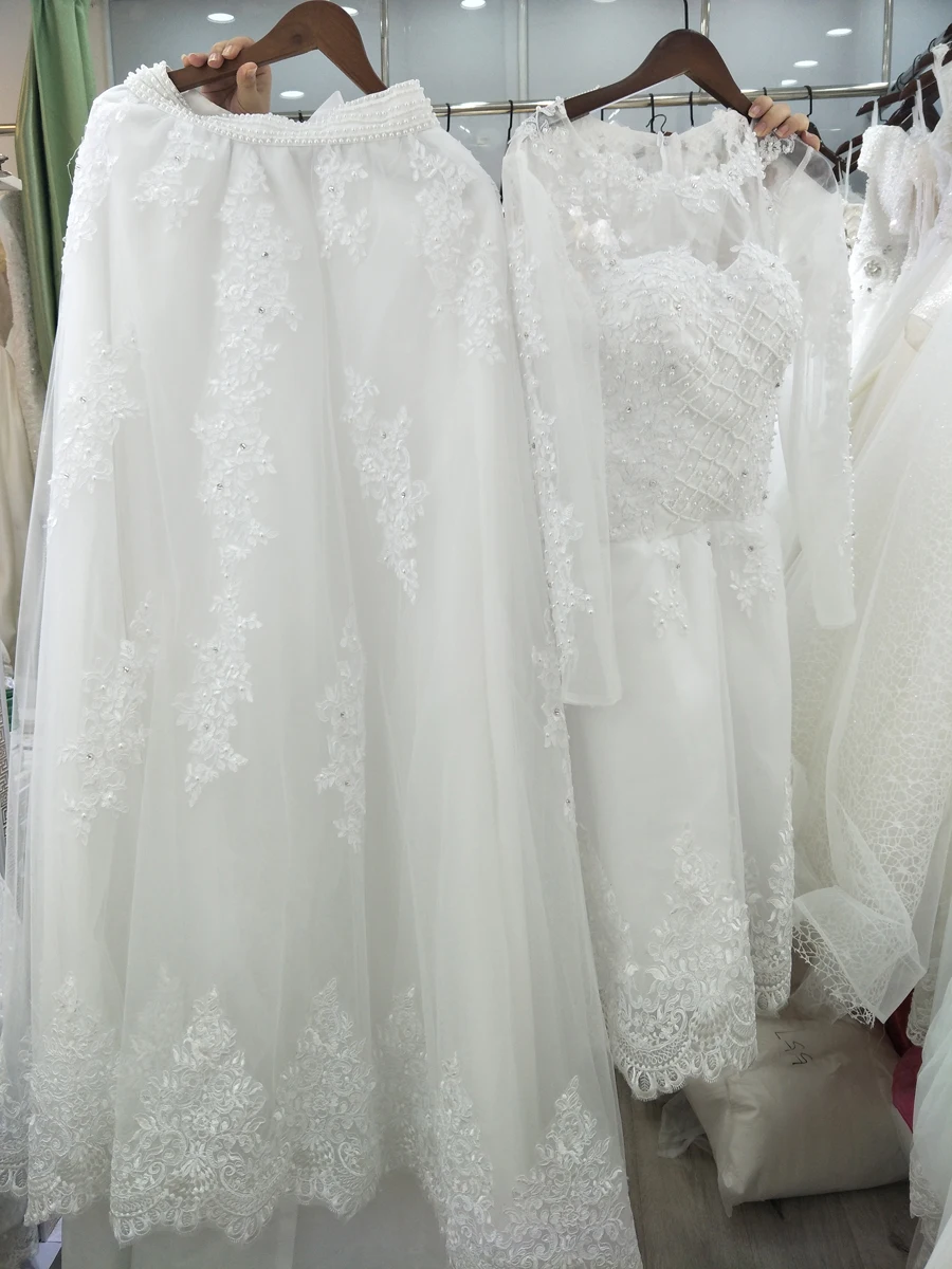 Новинка платье принцессы со съемным шлейфом Vestido De Noiva аппликационные Жемчужины