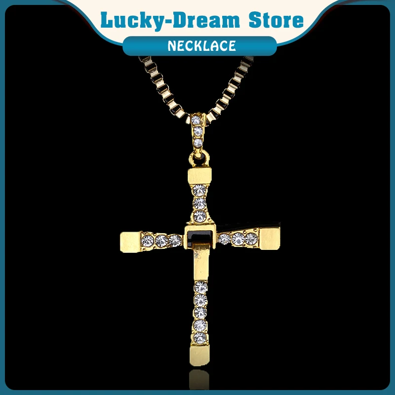 Ожерелья с подвеской в виде креста кристаллами золотого цвета | Украшения и