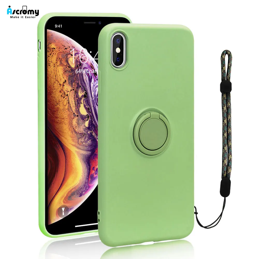Чехол с кольцом подставкой для iPhone XR роскошный чехол цепочкой и ремешком