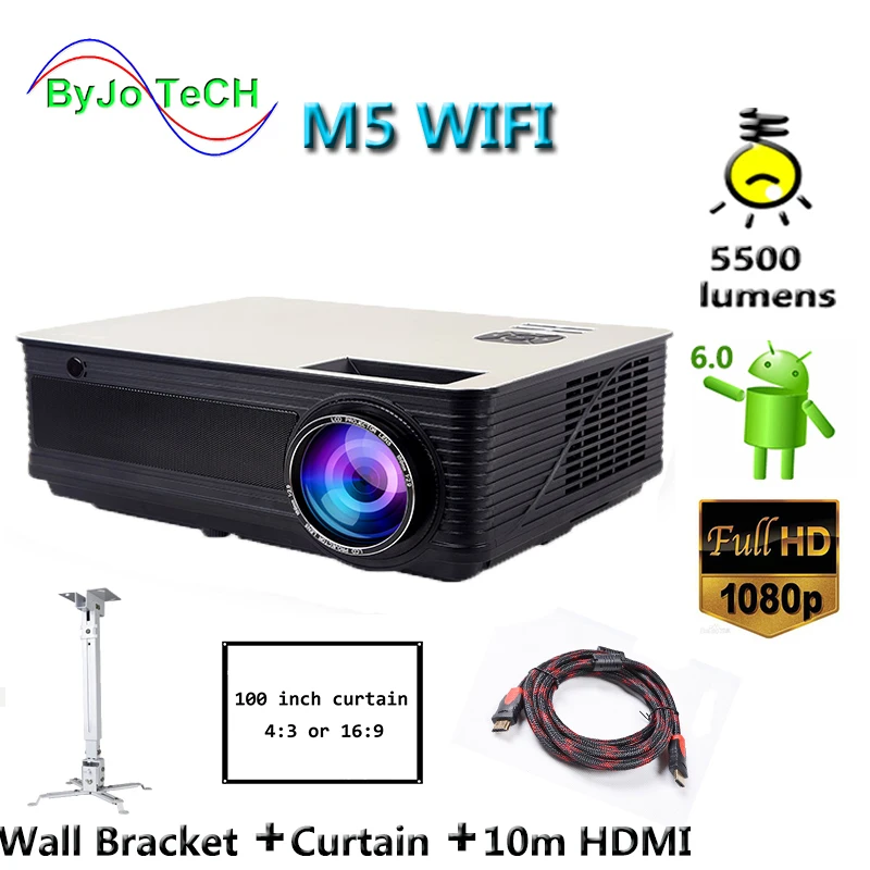 Проектор Poner Saund M5 Wi Fi Android 6 0 беспроводной многоэкранный интерактивный 10 м HDMI