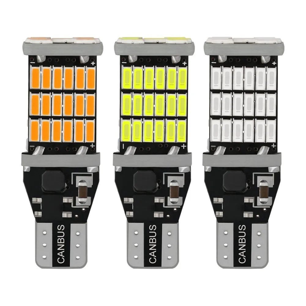 2 шт. 921 912 W16W T15 45SMD чипсеты светодиодный Canbus безотказные лампы для резервного копирования заднего хода 1000 люмен 6000k Ксеноновые белые