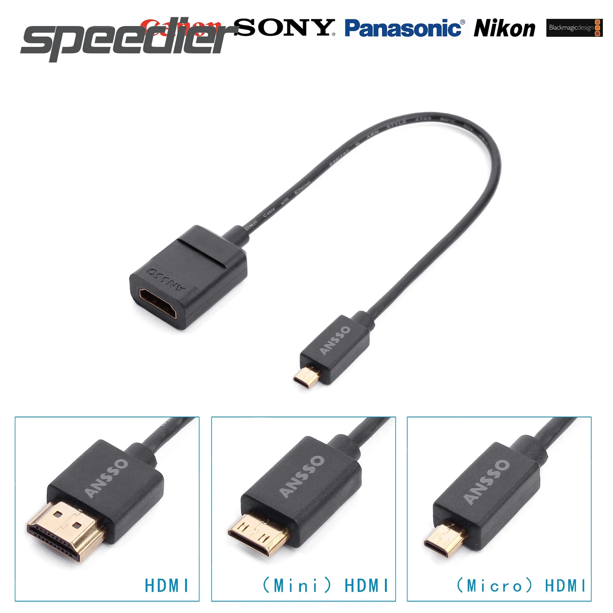 

Mini Micro HDMI-compatibl female Extension Convert Cable notebook projector TV 4K 60P HDR Digital Single Lens Reflex Ultra Slim