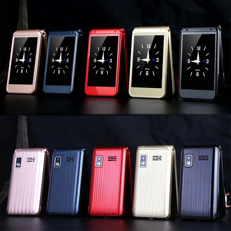 Simply Ederly Dual Display Flip Mobile Phone 2G GSM Unlock Easy Work Senior Speed Dial Big Key Large Volume SOS Button Torch