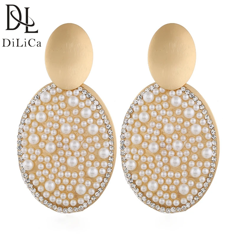 Женские серьги с имитацией жемчуга DiLiCa винтажные подвески|Серьги-подвески| |