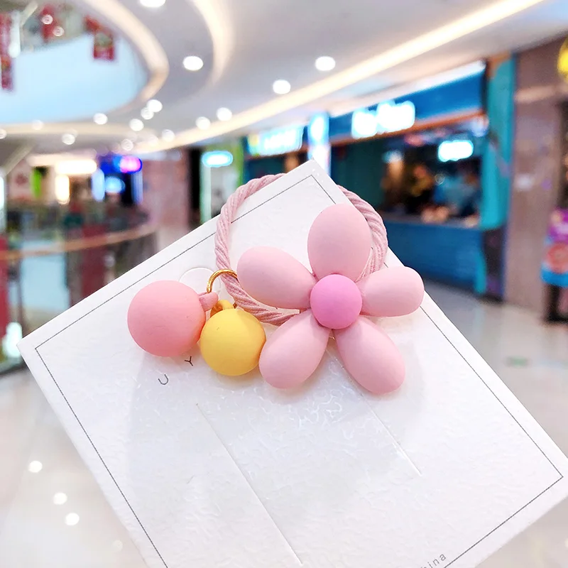 

New Children Cute Candy Acrylic Flower Ball Elastic Hair Bands Girls Baby Lovely Scrunchies Rubber Bands Kids Hair Accessories