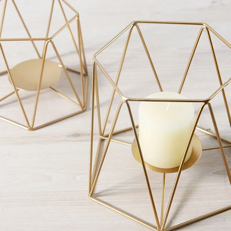 Золотой в виде геометрических фигур подсвечник Ins Nordic Многофункциональный