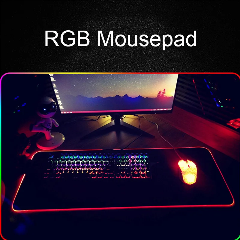 RGB коврик для мыши светодиодный светильник крышка клавиатуры Настольный