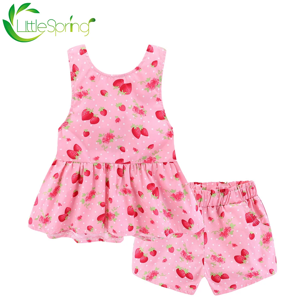 LittleSpring/комплект одежды для маленьких девочек Летний комплект с шортами без