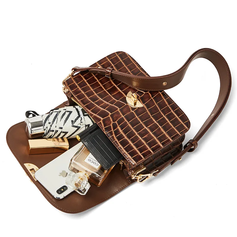 

Famous Luxury Brand 2021 New Fashion Lady's 100% Leather Crocodile Pattern Flap Bag Crossbody Shoulder Bag Sac De Luxe Femme Cc