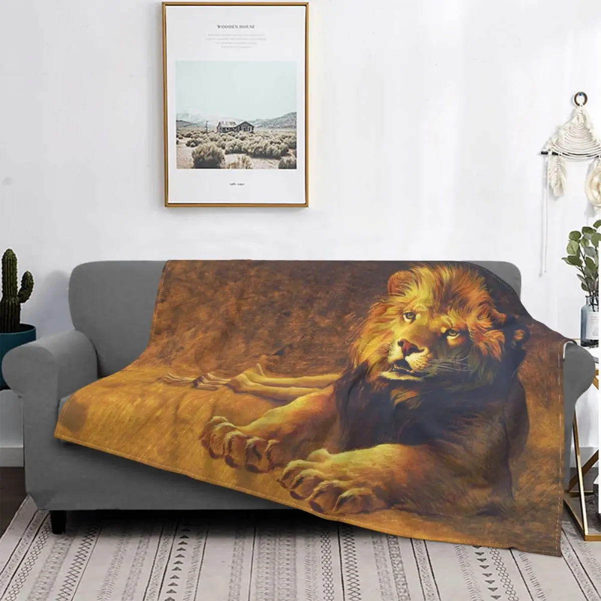 

Lion Anime Blanket Velvet Print Family Love Breathable Soft Throw Blankets for Bed Travel Quilt