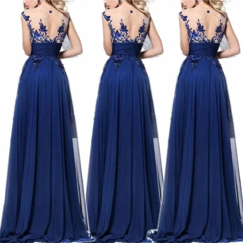 Женское шифоновое платье без рукавов Красное Длинное кружевное для гостей