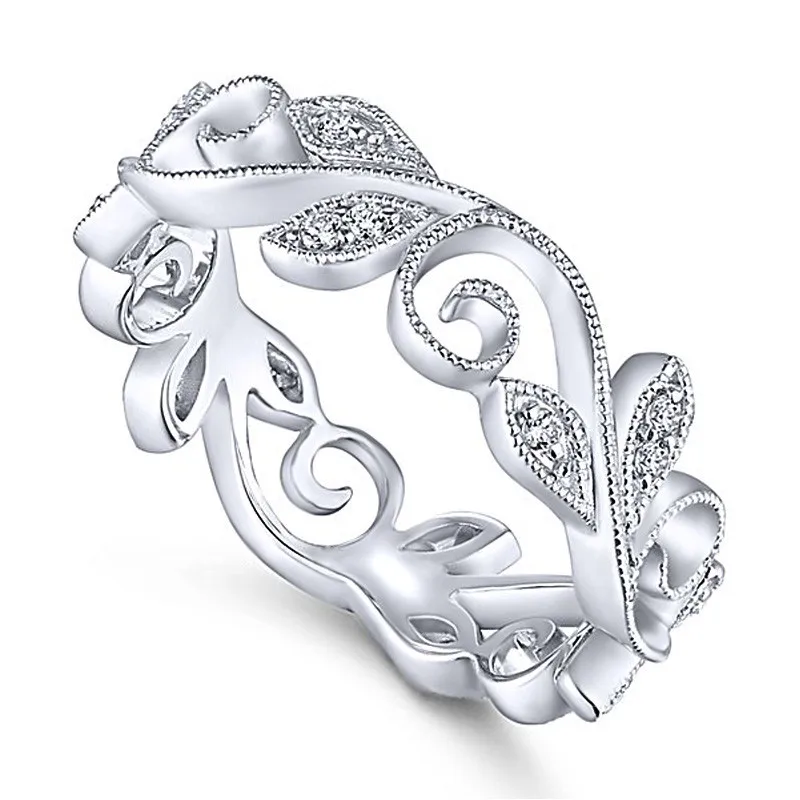 silver JYA оригинальные кольца с листьями для женщин, покрытые розовым золотом и серебром, модные вечерние кольца с цирконием, темпераментные элегантные аксессуары - Цвет основного камня: silver