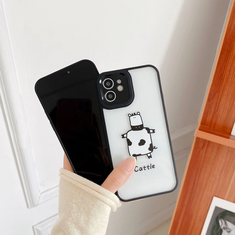 

Cartoon Animal Case For iPhone 11 12 Pro Max 7 8 Plus X XR XS Max Transparent Back Cover