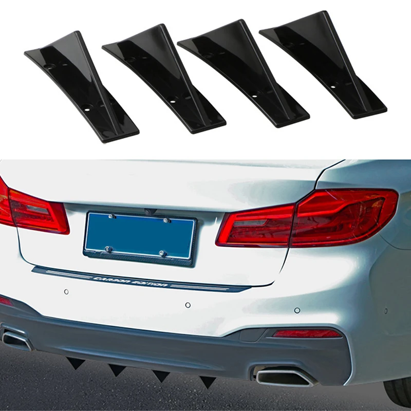 

Car Rear Bumper Spoiler 4pcs/Pack Triangle Bumper Curved Bottom Spoiler Lip Separator Auto Parts