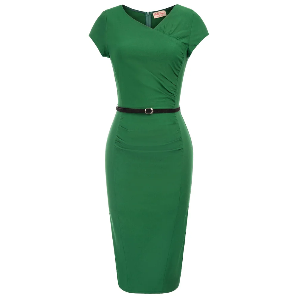 Винтажное женское офисное облегающее платье на молнии для работы в деловом стиле