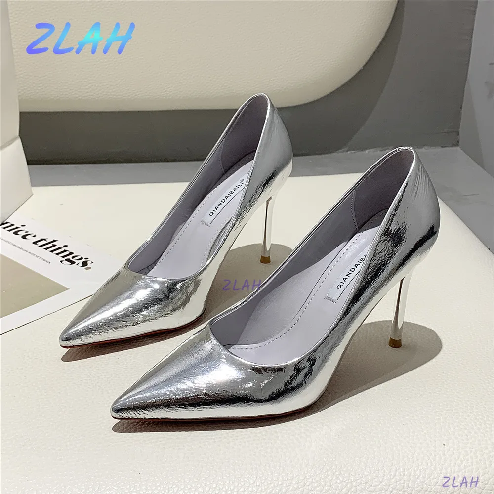 

Женские туфли-лодочки на высоком каблуке, с острым носком