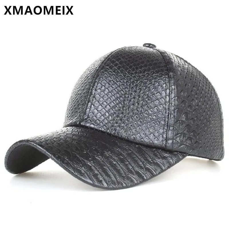

XMAOMEIX New Spring Autumn Imitation Leather PU Baseball Caps For Men Women Crocodile Pattern Couple Hat Snapback Cap Sports Cap