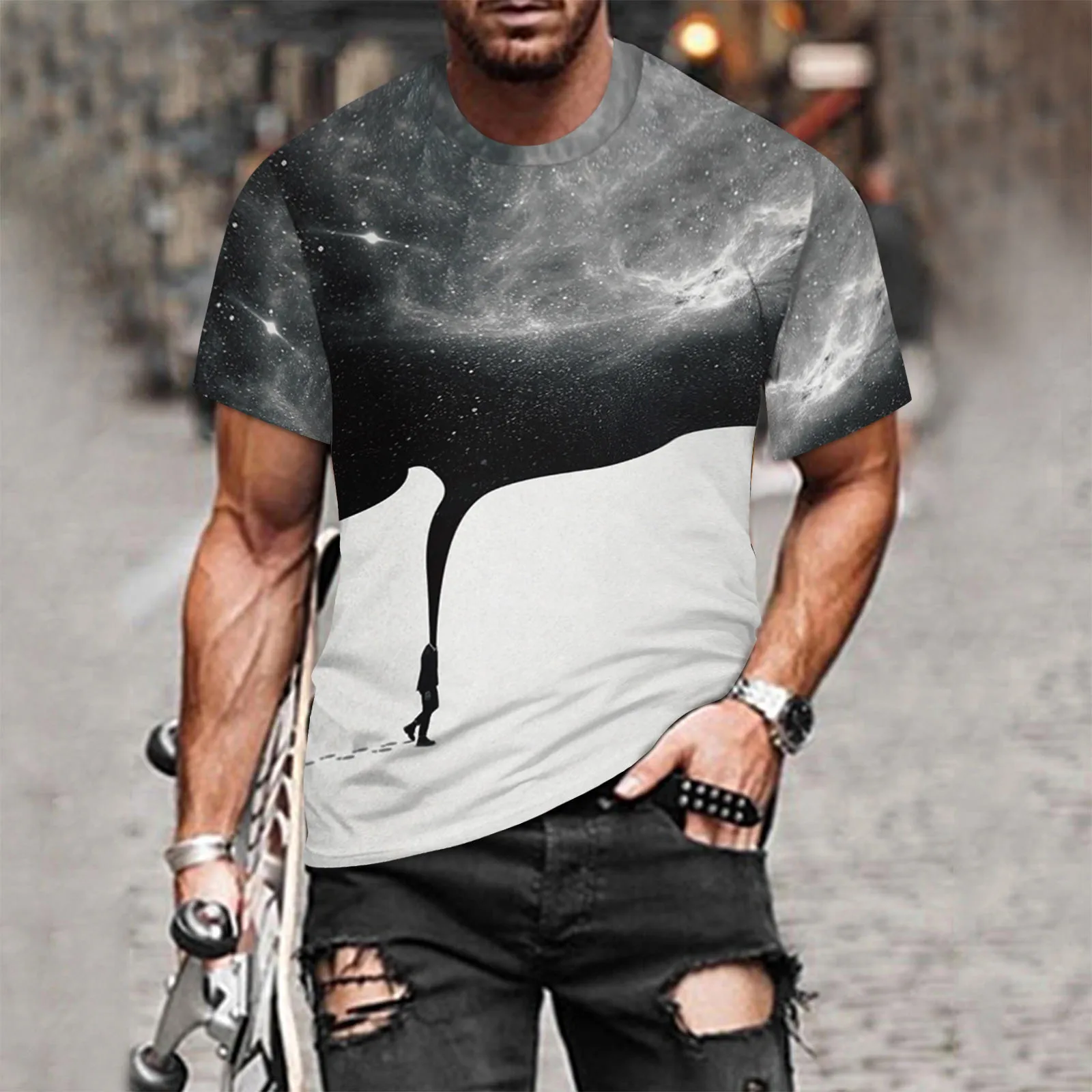 T-shirts-Camiseta de manga corta con estampado 3D para hombre y mujer, camisa de cuello redondo a la moda, top ajustado de verano, gran oferta, 2021