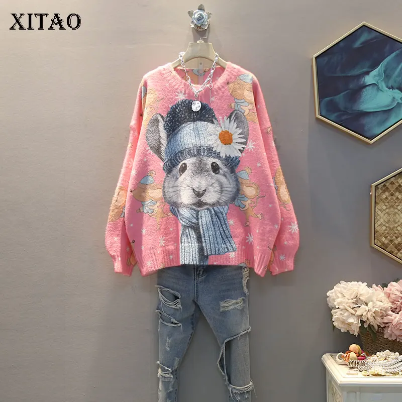 XITAO/свитер с рисунком из мультфильма Модный Новый элегантный пуловер длинными
