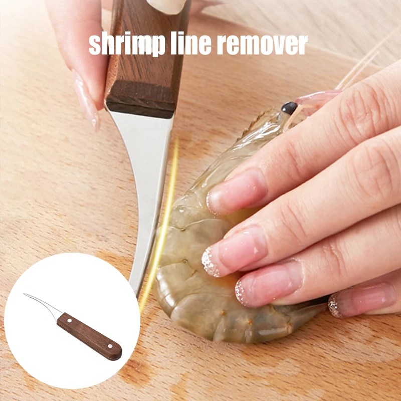 

Shrimp Line Remover Stainless Steel Shrimp Cleaner with Non Slip Black Walnut Wood Handle Kitchen Tools
