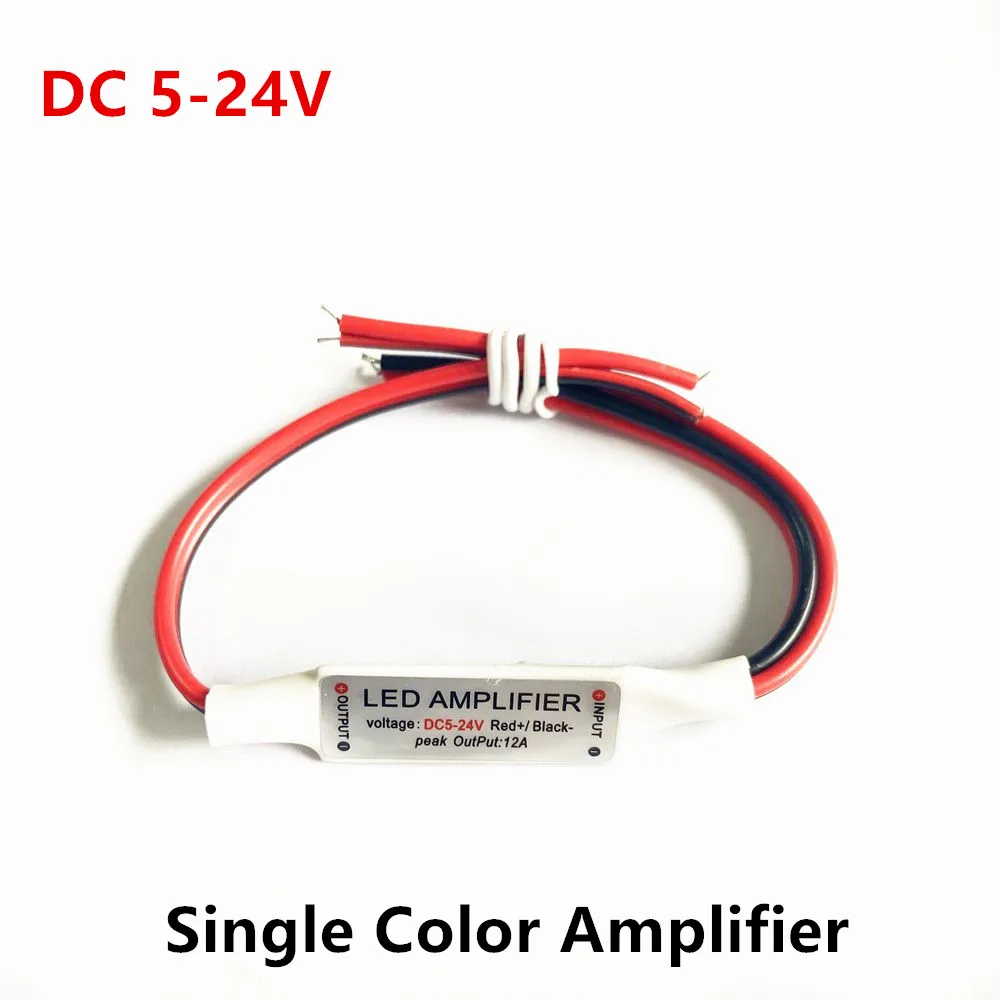 

DC 5V 12V 24V Single Color LED Amplifier 12A Mini Repeater For LED Strip Light 5050/2835/3528//5630/3014