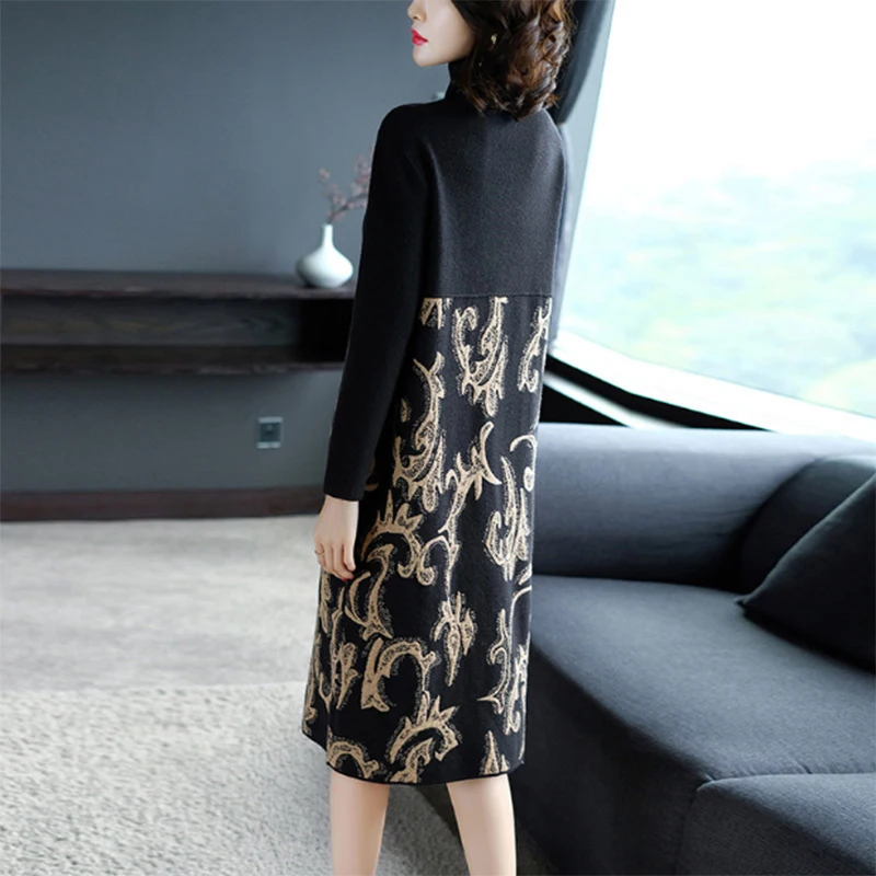 Осень зима новинка водолазка вязаное платье Стильные Свитера для женщин vestido de